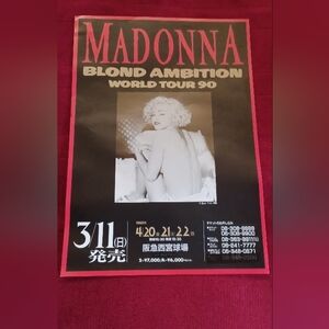 Madonna Blond Ambition World Tour 90 Poster - Black & Pink 8x10